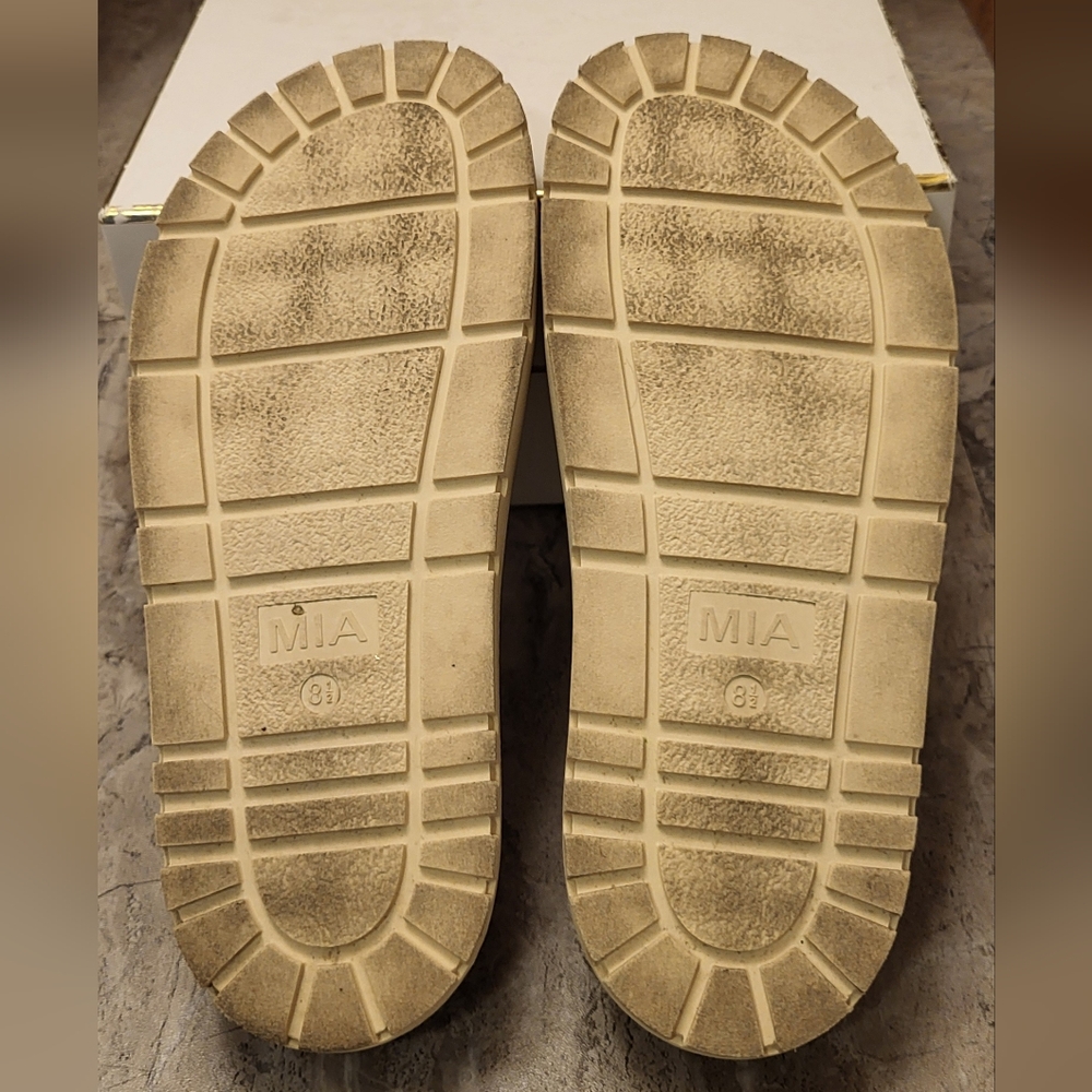 MIA Metallic Gold Slide Sandals - Picture 7 of 8